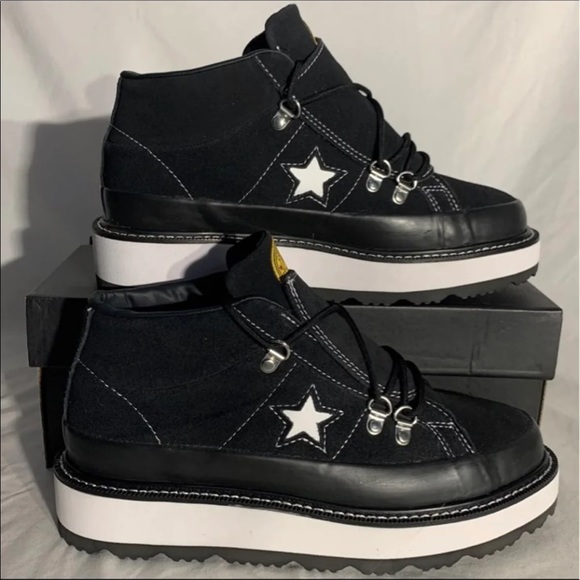 All Star Converse One Star Boot Platform Mid Black White New - Picture 4 of 8